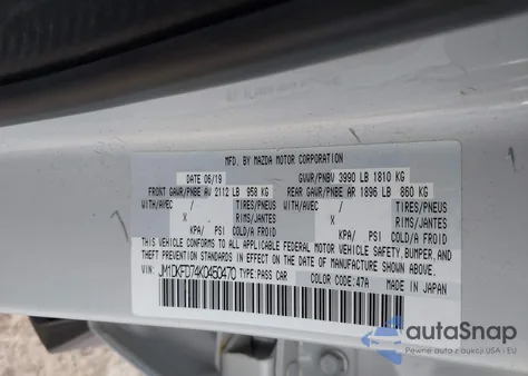 2019 Mazda Cx-3 Grand Touring z USA, uszkodzony, nr VIN JM1DKFD74K0450470